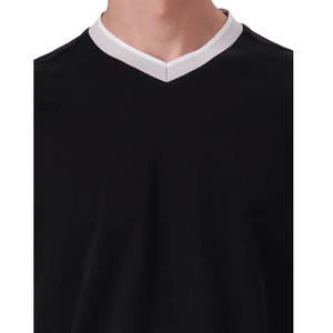 T-shirt formel pour homme à col en V, style tendance, manches longues, 100% coton, brodé, tricoté, respirant, sur mesure - Product Image 2