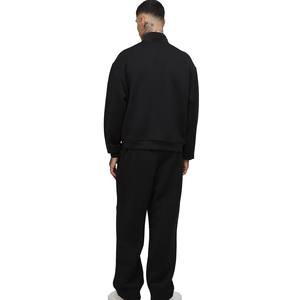 Chándal negro con media cremallera para hombre, conjunto de ropa de calle de dos piezas de lana pesada de gran tamaño, diseño minimalista personalizable de fábrica OEM - Product Image 3