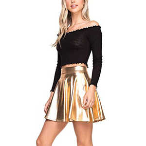 Falda Larga de Cuero para Mujer, Cuero Napa Auténtico, Nueva Falda Elegante con Pliegues para Mujer, Talla Grande para Chicas - Product Image 3