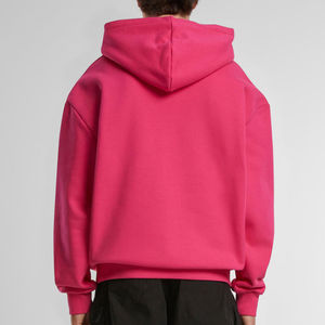 Sudadera con capucha rosa fucsia 100% algodón personalizada para mujer, estilo urbano, hombros caídos, peso pesado, lavado ácido, tejido informal - Product Image 5