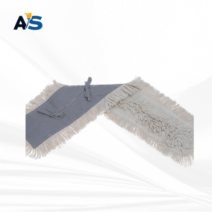 A&S Durable 5x40 White Dust <b>Mop</b> with Synthetic Cotton Fibers Cut-End Design and Grey Backing for Multi-Floor Cleaning - Product Image 4