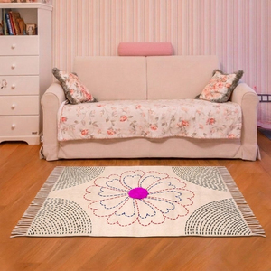 Alfombra de Patchwork Boho Kantha de Algodón Hecha a Mano, 4x6 Pies, Ecológica, Apta para Mascotas, Decoración del Hogar - Product Image 1