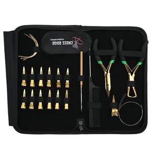 Kit d'outils pour extensions de cheveux dorées avec pinces à extensions de 5 pouces, outil de sertissage et de retrait de micro-perles, outil à crochet et 10 pinces de sélection - Product Image 1