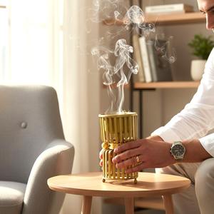 Brûleur à Bakhoor en métal moderne, design sablier, porte-encens au charbon, encensoir Oud de luxe doré, décoration Ramadan, aromathérapie - Product Image 6
