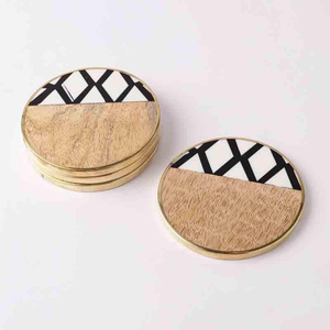 Bone Inlay Coaster Classic Tea <b>Table</b> Decorative Tea Coaster Stone Bone Inlay Customized Coasters <b>Table</b> <b>Protectors</b> - Product Image 3