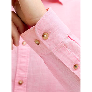 เสื้อเชิ้ตผู้ชายลำลอง-ผ้าฝ้าย 100% เป็นมิตรกับสิ่งแวดล้อม ระบายอากาศได้ดี แห้งเร็ว ติดกระดุมเม็ดเดียว ปกคอพับ แขนยาว ราคา - Product Image 5
