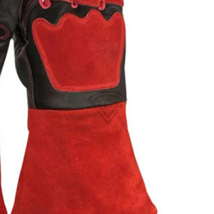 Gants de soudage en cuir de vachette pleine fleur robustes, rouge et noir, résistants à la chaleur, gants de protection industriels pour travaux de soudage MIG TIG - Product Image 3
