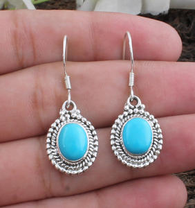 Pendientes de Turquesa Natural, Plata de Ley 925, Estilo Vintage, Pendientes Colgantes con Piedra Azul para Mujer, Joyería de Turquesa al por Mayor - Product Image 2