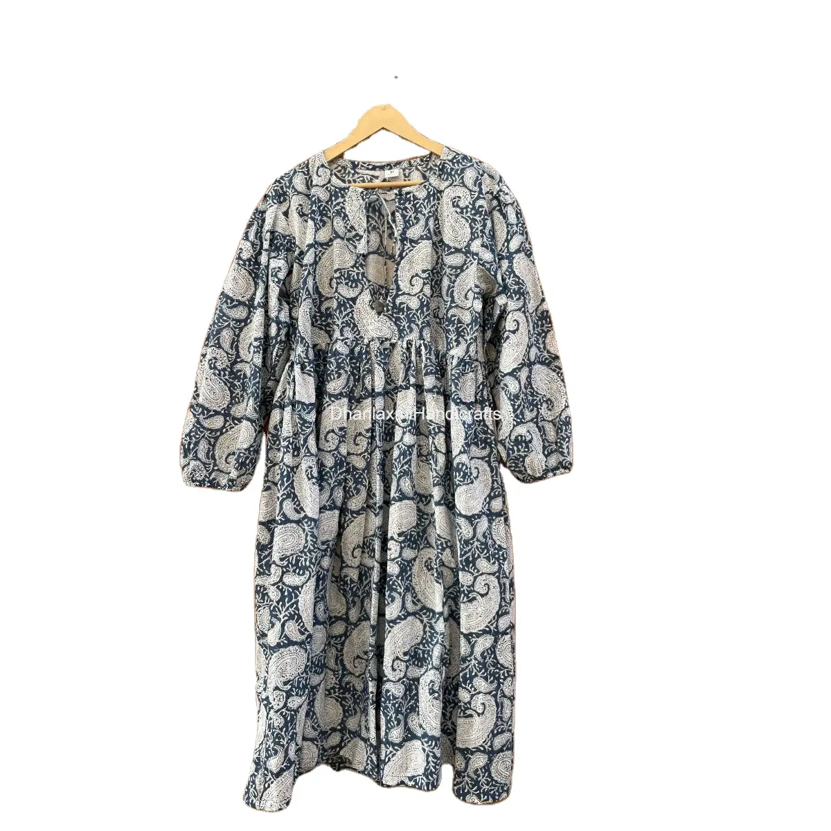 فستان نسائي بوهيمي من القطن للصيف بتصميم مطبوع للبيع بالجملة فستان نسائي هندي للشاطئ