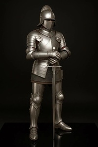 Armure de chevalier gothique faite à la main |   Armure en plaque d'acier pleine, style antique et moderne, pour cosplay, forme personnalisée, gaufrage et impression - Product Image 2