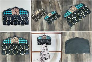 Support mural en métal pour foulard en cuir à carreaux floraux fait main, personnalisé OEM ODM, organisateur de décoration intérieure - Product Image 3