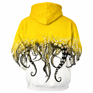 Trendy <b>Men's</b> Custom Sublimated octopus yellow white print hoodie Breathable Quick Dry Solid Winter Hoodies Casual wear - Product Image 2