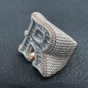 Lab Grown Diamond B <b>Initial</b> <b>Ring</b> For Men Luxury Baguette Round Certified Diamond Letter B Statement <b>Ring</b> Custom Gift - Product Image 5