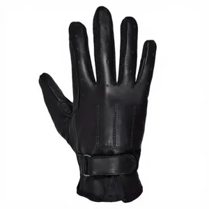 Gants en cuir noir durables à doigts entiers avec sangle de poignet réglable, conçus pour l'équitation, les sports équestres et l'entraînement - Product Image 6