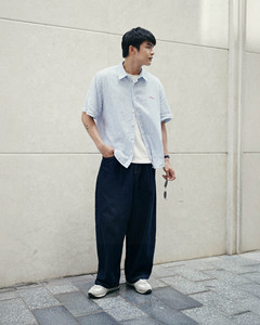 Pantalon long en jean pour homme, style Vietnam, coupe ballon, taille mi-haute, non extensible, formel, respirant, anti-boulochage, avec braguette zippée, pour l'automne - Product Image 3