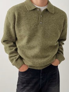 Cárdigan de Cachemira para Hombre con Cuello Solapa, Estilo Casual de Otoño/Invierno, Prenda Interior de Alta Gama, Top Base de Punto, Prenda Exterior Estándar - Product Image 3