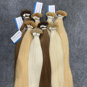 2026 Hot Product Colorful Silky Straight Flat Tip Hair Extensions <b>Russian</b> Hair Bulk For Keratin Flat Tip Hair Use at Hair Salon - Product Image 1
