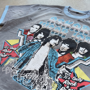 T-shirt à manches courtes pour homme Askar Wear 100, imprimé groupe de rock vintage, col rond, bordure contrastée, jersey en coton - Product Image 2