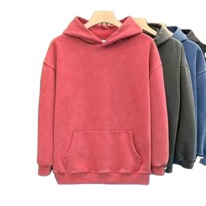 Venta al por mayor personalizado 100% algodón polar sudadera hombres gota hombro con capucha pulóver bordado Puff estampado sólido invierno ropa casual - Product Image 5