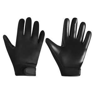 <b>Full</b> Finger Gloves Black PU Material Non <b>Slip</b> Outdoor All Seasons Unisex Hook And Loop Closure - Product Image 2