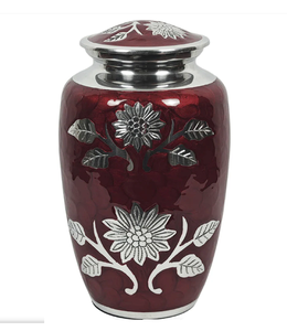 Urna Funeraria de Metal Esmaltada en Verde, Grabada, para Cenizas de Adultos, Estilo Americano/Europeo - Product Image 4