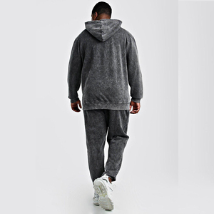 Survêtement 100% Coton Léger à Capuche Respirant Séchage Rapide Anti-Bactérien Uni pour Homme Hiver Imprimé Délavé à l'Acide - Product Image 2