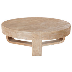 Ensemble de tables basses de salon modernes en bois de manguier massif, forme ronde, finition brune naturelle sablée, courbes élégantes, artisanat raffiné - Product Image 2