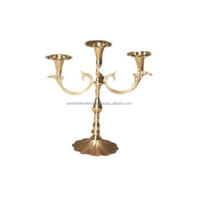 High Quality Brass Three Light <b>Candle</b> <b>Taper</b> <b>Holder</b> With Gold Finish For Home Decor Office Decor And For Christmas - Product Image 4