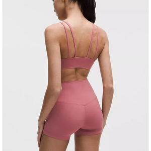 Ensemble de yoga rose sans couture pour femme, pantalon mi-taille longueur cheville, soutien-gorge de sport convertible à col rond, tenue d'entraînement 2 pièces - Product Image 3