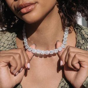 Princess Cut Diamond <b>Statement</b> <b>Necklace</b> 925 Silver Rhodium Plated Pavé Setting Geometric Luxury Party Unisex - Product Image 4