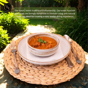 แผ่นรองจานทรงกลมลายดอกไม้สไตล์โบโฮ ทำจากผักตบชวาธรรมชาติ เป็นมิตรกับสิ่งแวดล้อม ปรับแต่งได้ ใช้ตกแต่งห้องครัว - Product Image 6