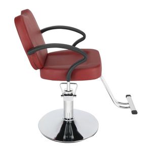 Silla de peluquero de cuero de PVC granate con capacidad de carga de 150kg Base de hierro redonda e ignífuga - Product Image 4