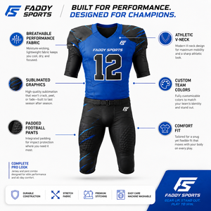 Ensemble d'uniformes de football américain personnalisés par sublimation, tenue d'entraînement professionnelle pour équipe, maillot de football respirant avec pantalon rembourré - Product Image 5