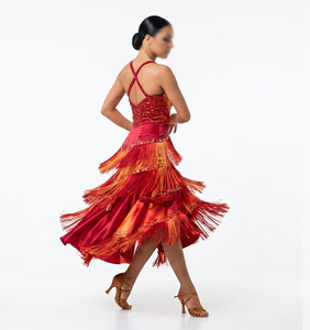 Robe de soirée formelle pour femmes, style vintage, avec paillettes et franges, col en V, sans manches, longueur midi, pour les soirées et les cocktails - Product Image 4