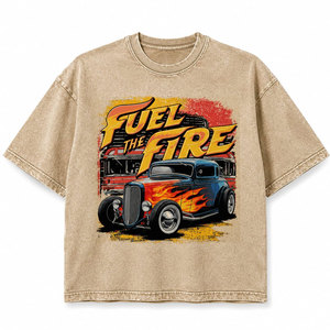 เสื้อยืดโอเวอร์ไซส์แขนสั้นพิมพ์ลาย DTF สำหรับผู้ชาย คอกลม ผ้าฝ้ายลำลองใส่สบายสำหรับฤดูร้อน พิมพ์ลายแบบ Acid Wash - Product Image 2