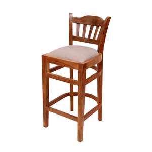 Tabouret de bar en teck massif avec siège rembourré, design moderne pour café, restaurant et usage domestique - Product Image 2