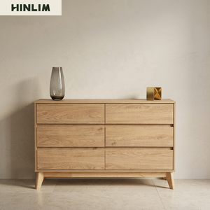 Contemporary Scandinavian Oak Color <b>Sideboard</b> with <b>Storage</b> and Solid Wood Legs for Small Dining Rooms and Apartments - Product Image 3
