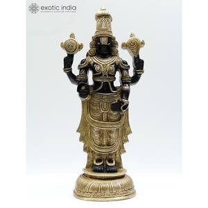 รูปปั้นแขวนผนังทองเหลืองขนาด 16 นิ้ว รูปทิรุปตี บาลากี (เวนกาเตสวารา) งานศิลปะอินเดียสุดหรู รุ่น DDM478 สำหรับตกแต่งบ้าน - Product Image 2