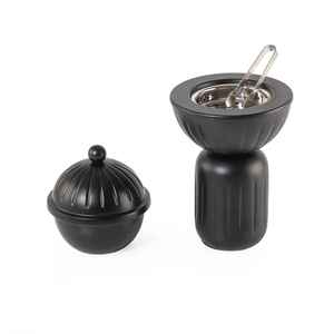 Modern Black Metal <b>Bakhoor</b> Burner Set Fluted <b>Oud</b> Storage Box Incense Censer Charcoal Holder with Tongs Home Decor - Product Image 1