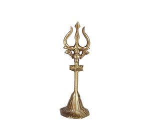 Tridente Decorativo de Latón Shiva Trishul con Damru, Señor Shiva Bholenath, para el Hogar, Templo, Pooja, Decoración Espiritual - Product Image 5