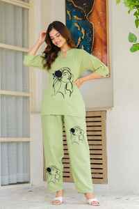 Conjunto coordinado de algodón slub de diseñador más vendido para damas, atuendo étnico y contemporáneo de moda, disponible al mejor precio del mercado. - Product Image 2