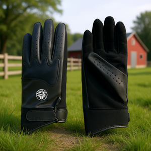 Gants d'équitation en cuir véritable pour femmes TM STARTECH avec fermeture auto-agrippante et prise en main confortable - Product Image 3