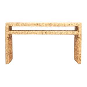 Mesa de consola de jacinto de agua tejida y madera de acacia hecha a mano para un toque elegante - Product Image 5