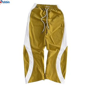 Pantalones de Lona Personalizados para Hombre, Color Azul Oscuro con Franja Lateral Blanca, Cintura Elástica, Ligeros, Transpirables, con Cordón Ajustable, Última Tendencia - Product Image 3