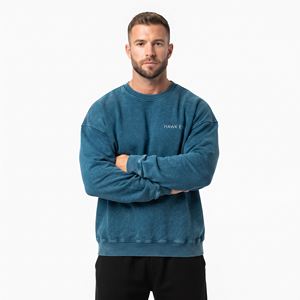 Sudadera de Alta Calidad para Hombre, Lavado Ácido, Hombros Caídos, 100% Algodón, Logotipo Frontal Personalizado, Fabricante Mayorista - Product Image 4