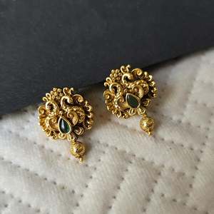 Amethyst Pearl Quartz Peacock Earrings 24K Gold Plated Bohemian Tassel Design - Product Image 3