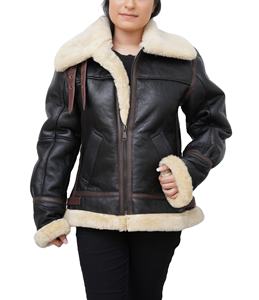 Veste en cuir véritable marron vintage pour homme, col rabattu, fermeture éclair, couleur contrastée - Product Image 5