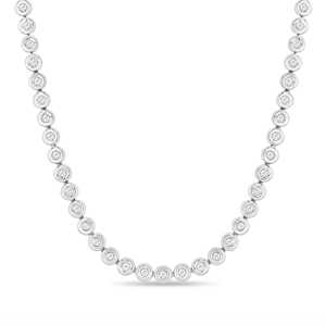 14K Gold Round Cut Lab Grown Diamond Tennis Necklace Puffy Bezel Set 16 Inches Bubble Frame Statement <b>Choker</b> For Women Wholesale - Product Image 1