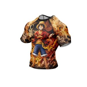 Maillot de compression à manches courtes pour homme One Piece Luffy, imprimé par sublimation, séchage rapide, pour l'entraînement - Product Image 3
