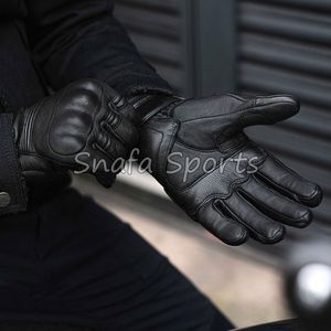 Gants d'hiver en cuir d'agneau véritable, doublure en cachemire tricoté, lisses et colorés, pour l'extérieur - Product Image 4